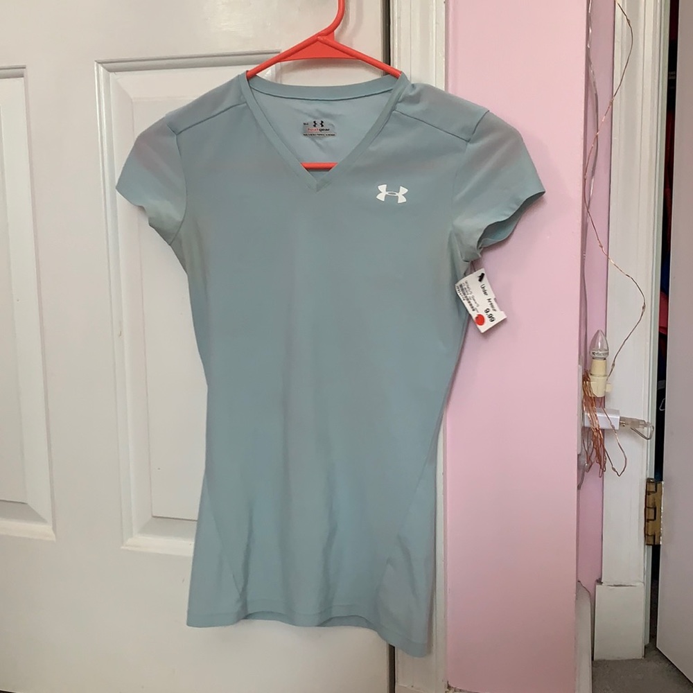 blue workout shirt